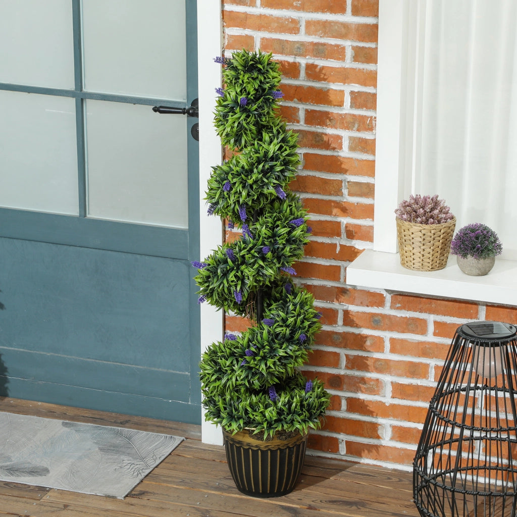 Set 2 Piante Finte Bosso e Lavanda 115cm ¨C zephmum ¨C Verde Blu