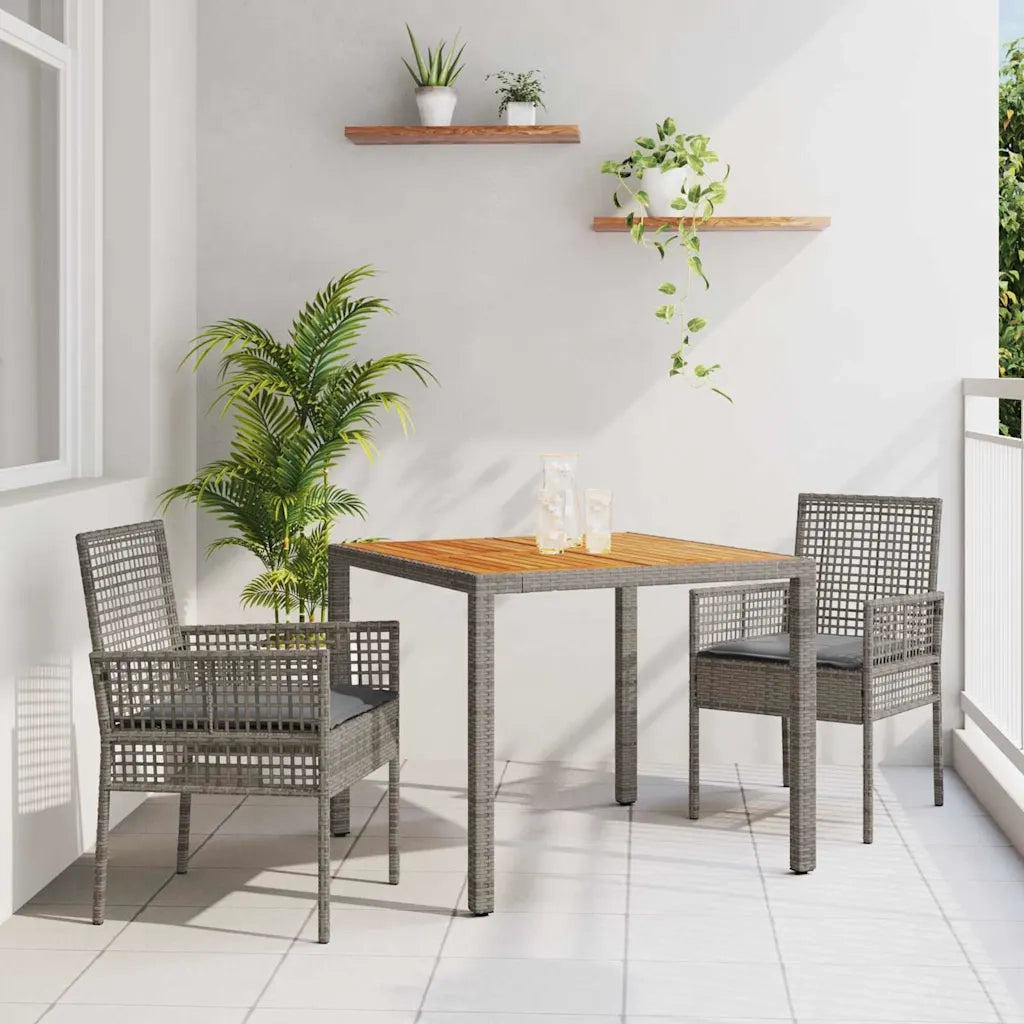 Set da Pranzo per Giardino 3 pz | Set Salotto da Giardino Grigio polyrattan