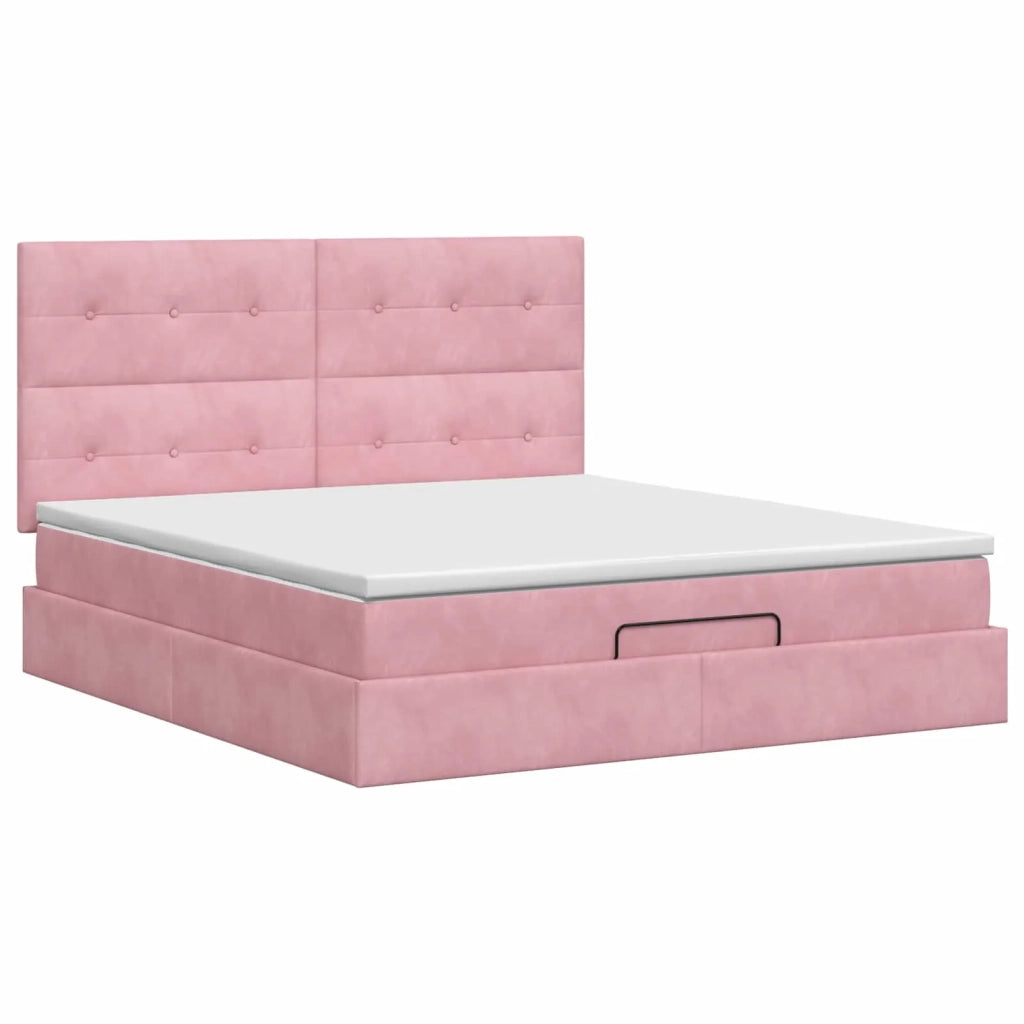 Letto ottomano con materasso Rosa 140 x 200 cm Velluto 3457730