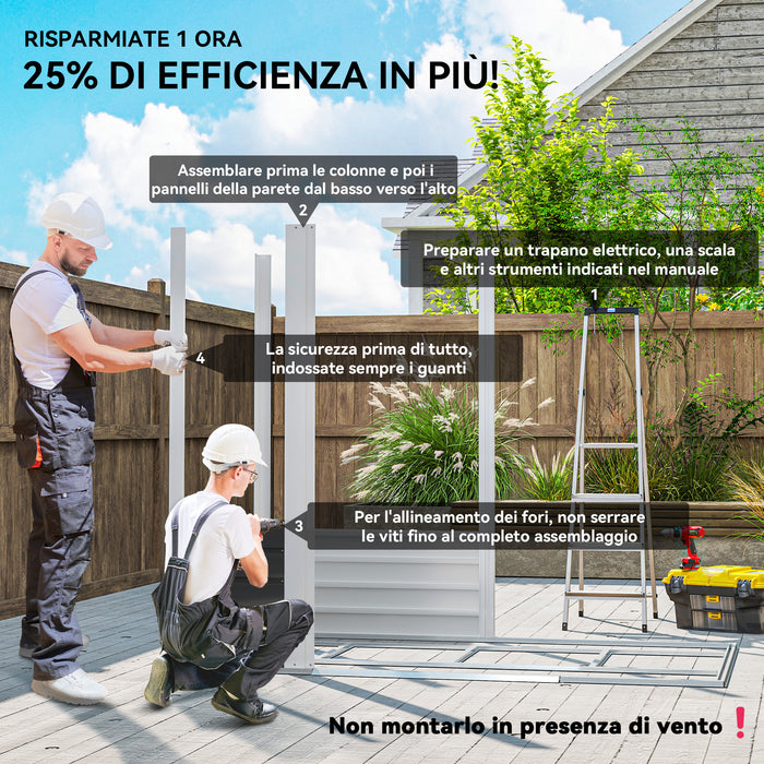 Casetta Box da Giardino Porta Attrezzi 213x120x166-194 cm con Porte Scorrevoli e Lucchetto con Chiavi in Metallo Grigio