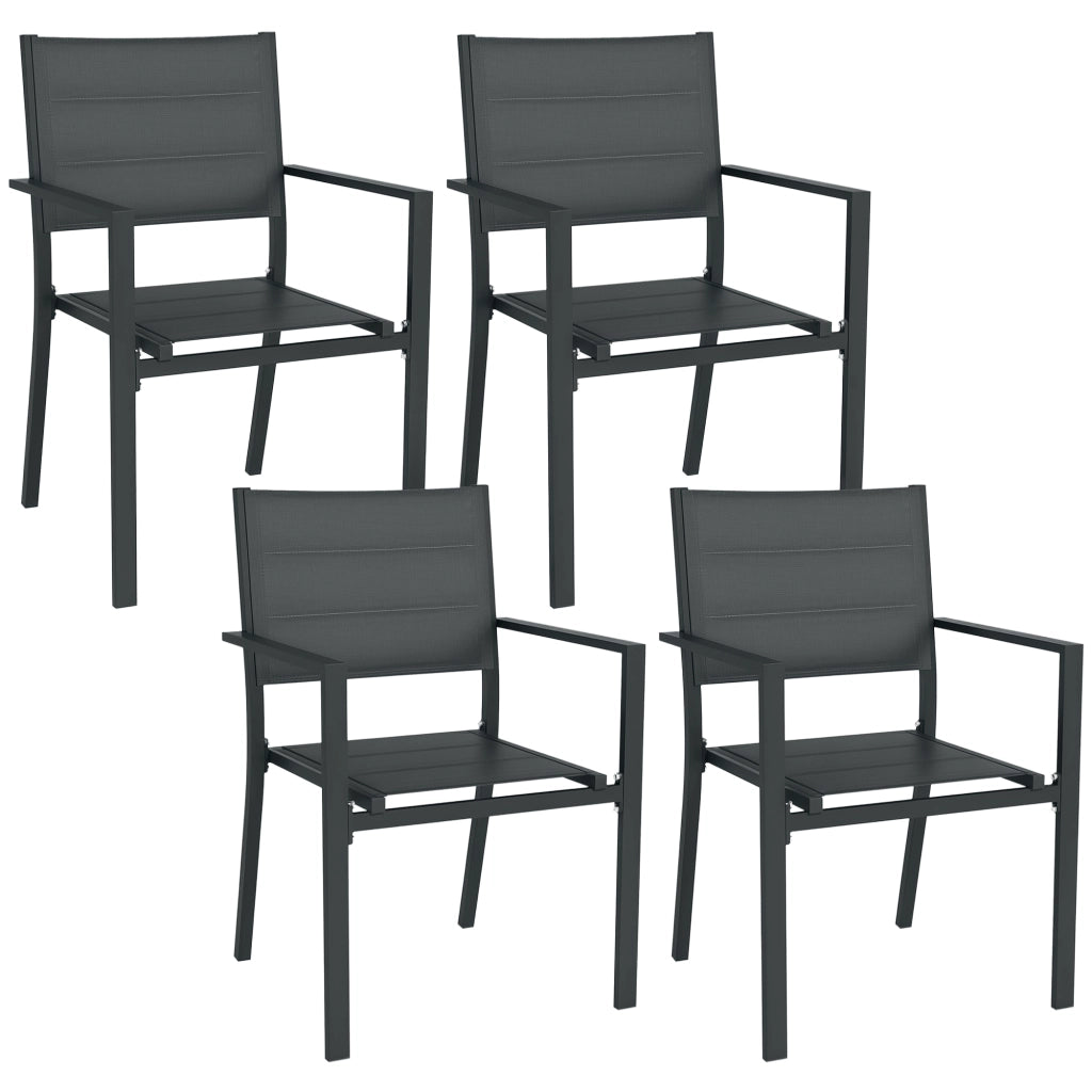 Sedia da giardino impilabile con braccioli ¨C zephmum ¨C Alluminio e textilene, set 4 pezzi, grigio