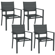 Sedia da giardino impilabile con braccioli ¨C zephmum ¨C Alluminio e textilene, set 4 pezzi, grigio
