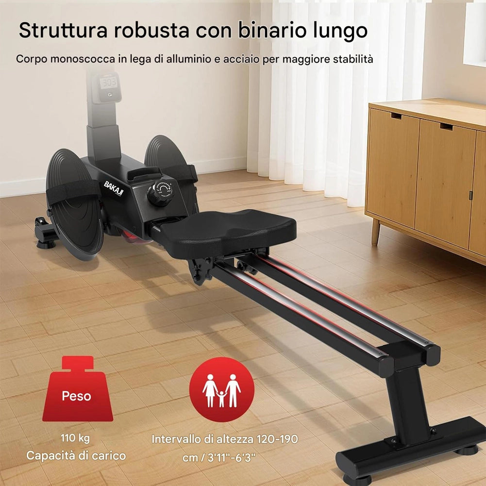 Vogatore Pieghevole Salvaspazio Fitness per Casa Ergonomico 8 Livelli Resistenza