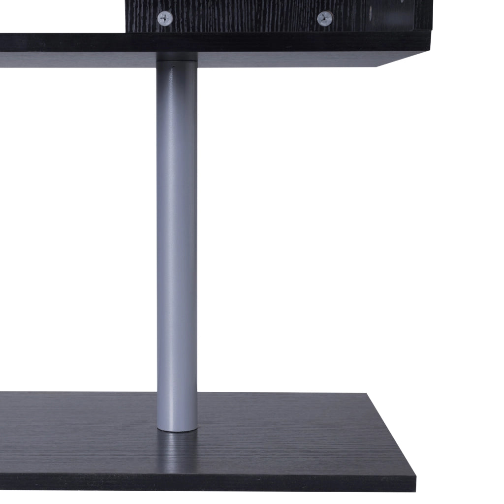Scrivania Angolare Moderna Salvaspazio in Legno con Ripiani ¨C Minimal ¨C 140x120x78 cm Nero