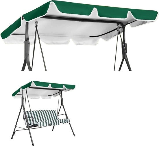 Tetto universale impermeabile per sdraio oscillante 210 x 145 cm con protezione UV - Verde - Sostituzione tetto solare per sdraio 3 posti