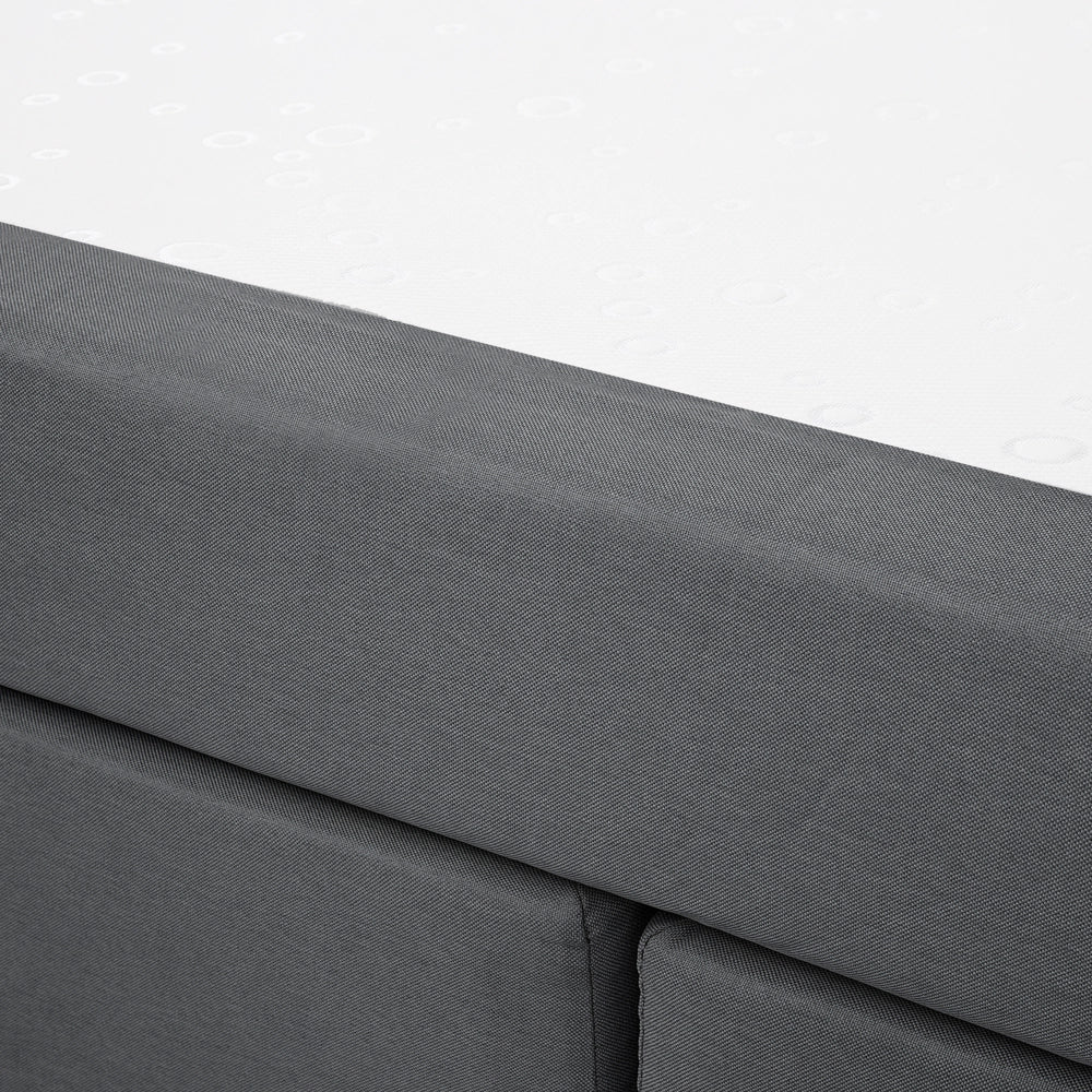180 x 200 cm Divano Letto in tessuto grigio scuro con struttura imbottita con testiera trapuntata e materasso
