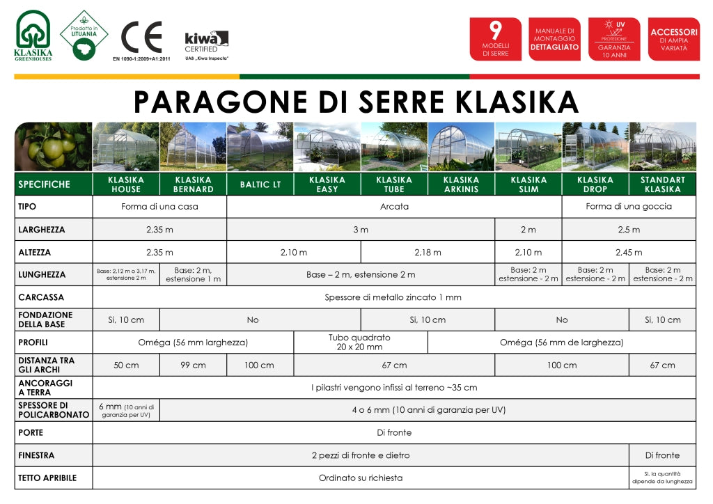 Serra da giardino KLASIKA ARCH 3 x 2 m (6 m²), 6 mm con rivestimento in policarbonato