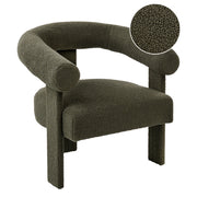 Poltrona da salotto in stile retrò rivestita in bouclé con gambe verdi design retrò gambe in legno per soggiorno