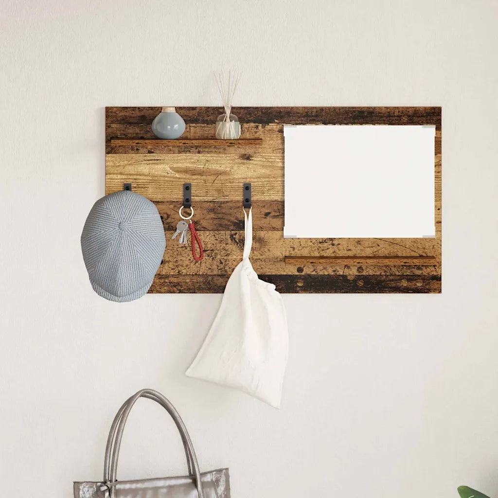 Appendiabiti a muro con specchio Legno vecchio 90 x 10 x 50 cm CFW8466880