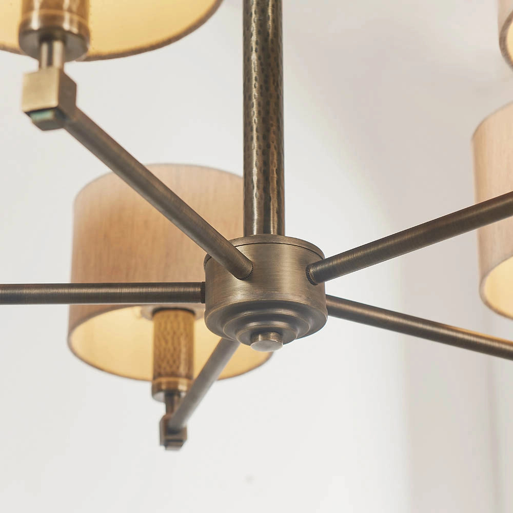 Lampadario 5 luci bronzo anticato, paralumi E14 Endon