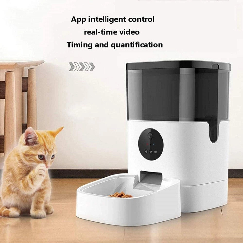 Trade Shop - Distributore Automatico Cibo Mangiatoia Per Gatti Animali Con Telecamera Wifi 4lt -
