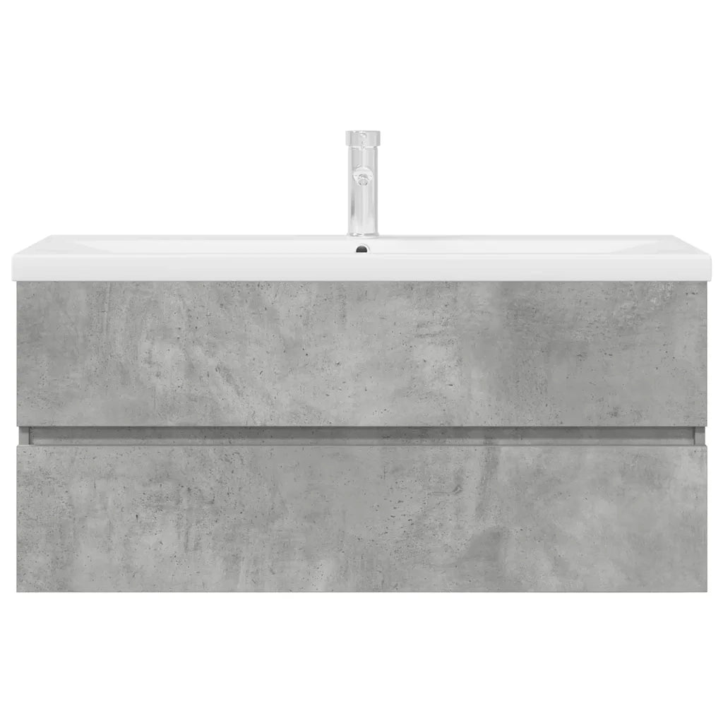 Set Mobili da Bagno 2 pz Grigio Cemento in Legno Multistrato