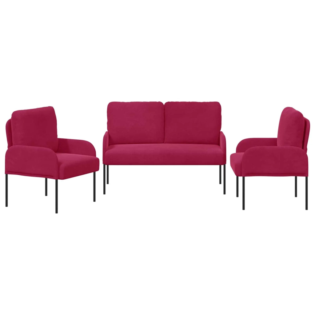 Set divani 3 pcs Rosso Vino 115 x 56 x 80 cm Legno compensato