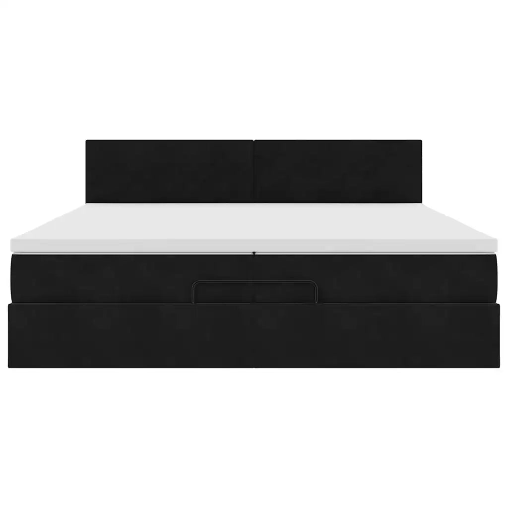 Struttura Letto Pouf con Materassi Nero 200x200 cm Velluto 3312574