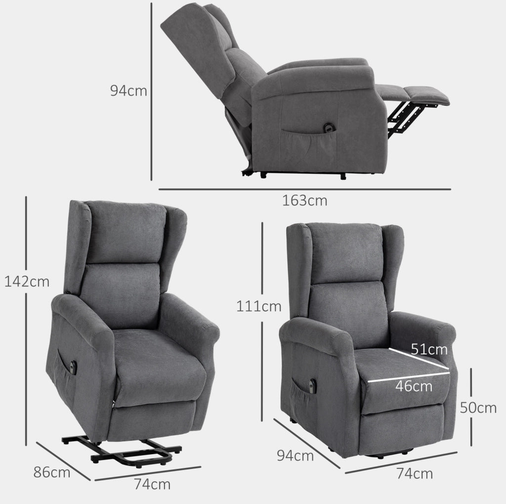 Poltrona relax elettrica reclinabile con alzapersona grigio scuro
