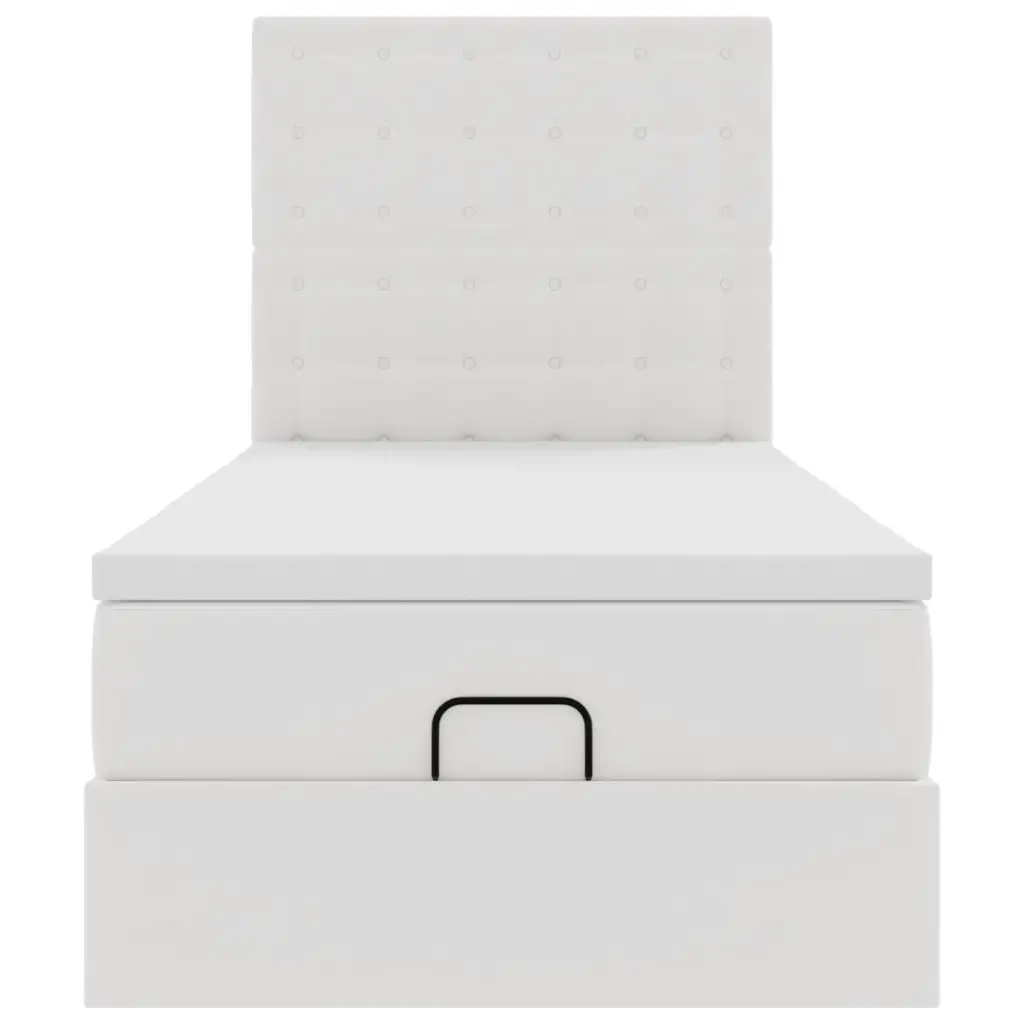 Letto Pouf con Materasso Bianco 90x200 cm Similpelle