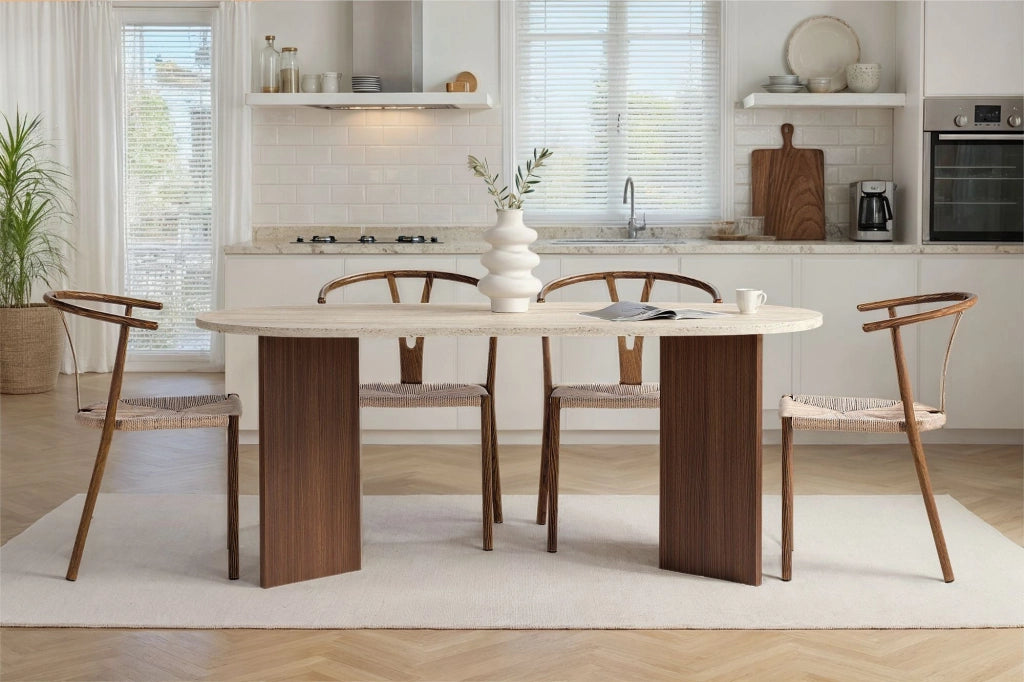 Tavolo da pranzo in legno "Sablin" 180 x 90 x 75 cm - Travertino