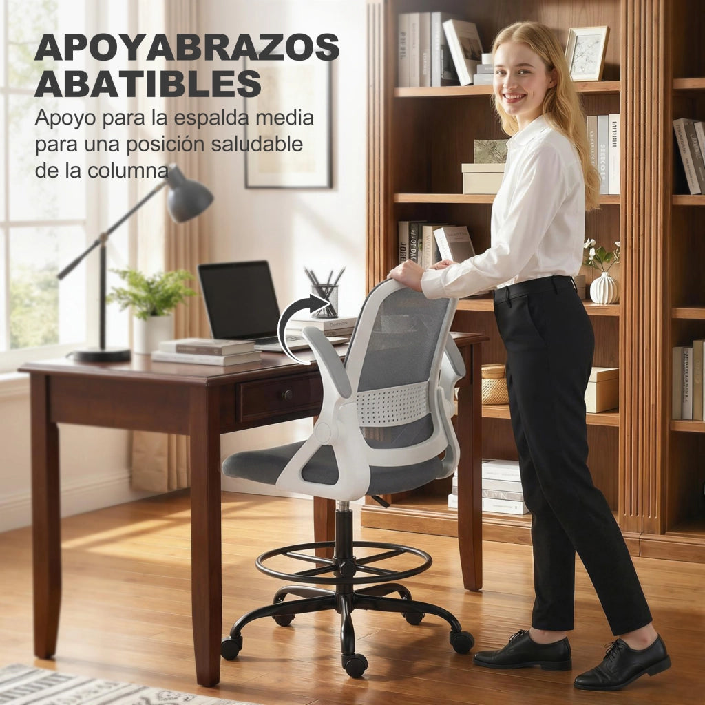 Sedia da ufficio in tessuto con braccioli ribaltabili e poggiapiedi ¨C Xylo ¨C Grigio