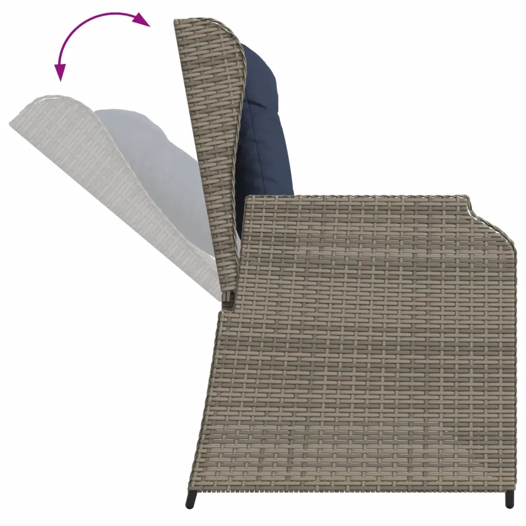 Panchina da giardino reclinabile con Cuscini in Polyrattan Grigio 368953