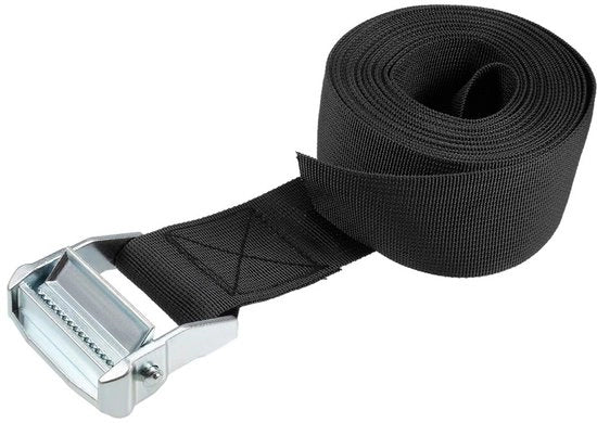 Set di Cinture di Trasporto con Cerniera a Cam 5Mx50mm 500Kg di Carico Polipropilene Nera