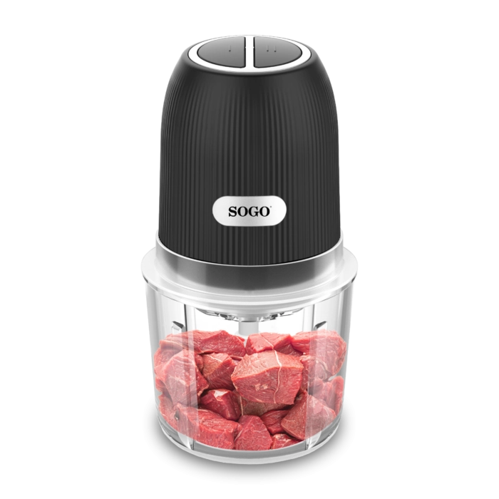 Tritatutto elettrico compatto 600ml 300W con 3 lame in titanio, 2 velocità e ciotola in vetro per cucina - Sogo