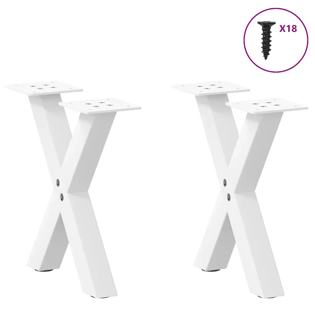 Gambe per Tavolino da Caffè a Forma di X 2 pz Bianche 30x(30-31) cm Acciaio 4012869