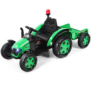 Trattore elettrico per bambini con rimorchio e telecomando, Trattore giocattolo con cintura di sicurezza Verde-Macchinine giocattoli