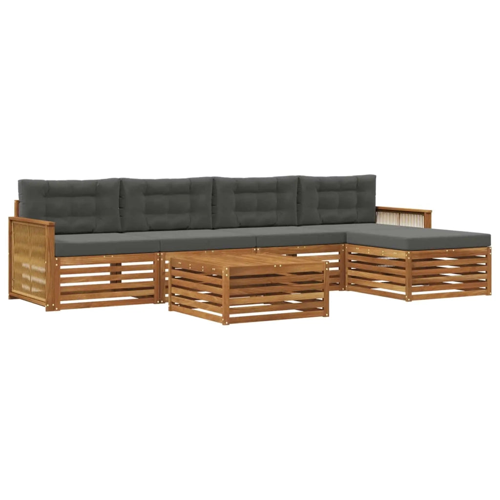 Set di divani da esterno con cuscino 6 pcs Naturale e Antracite