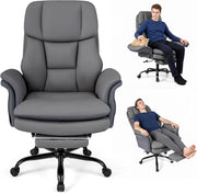 Sedia da Ufficio Ergonomica, Portata 150 kg (Grigio) | Sedia Scrivania con Rotelle Girevole, Braccioli Regolabili su 5 Livelli e Poggiapiedi Retrattile, per Casa e Ufficio