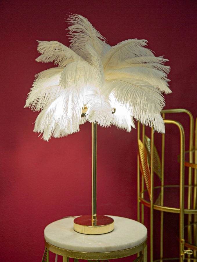 Lampada da Tavolo Elegante Palm Bianca 40 cm Ø x 55 cm