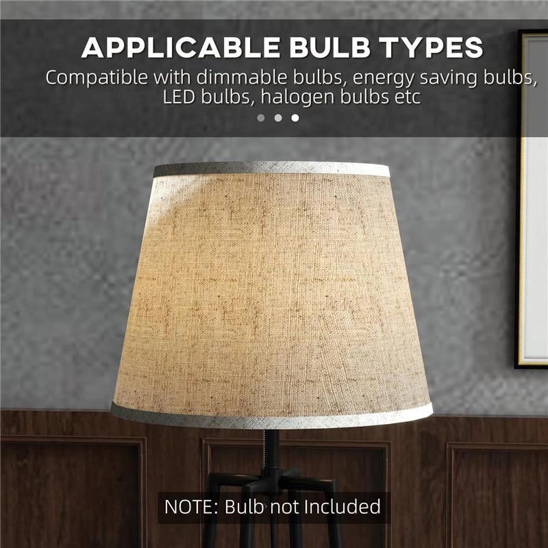 LAMPADA DA TERRA A 2 RIPIANI IN METALLO E MDF CON PARALUME IN TESSUTO, Ï42X166 CM, NERO E MARRONE