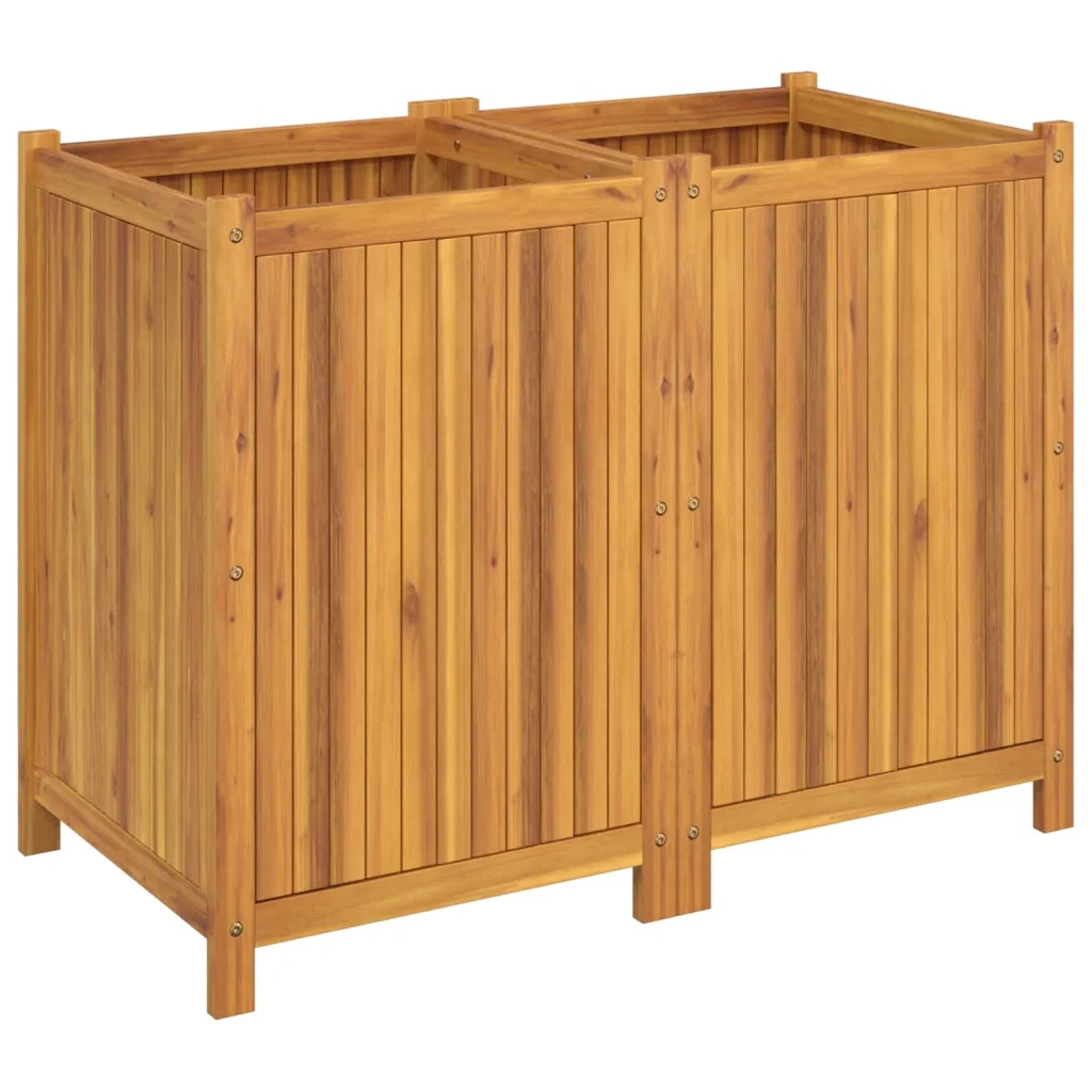 Fioriera Giardino con Rivestimento-Vaso da Esterno-Contenitore per Piante 100x50x75 cm Massello Acacia