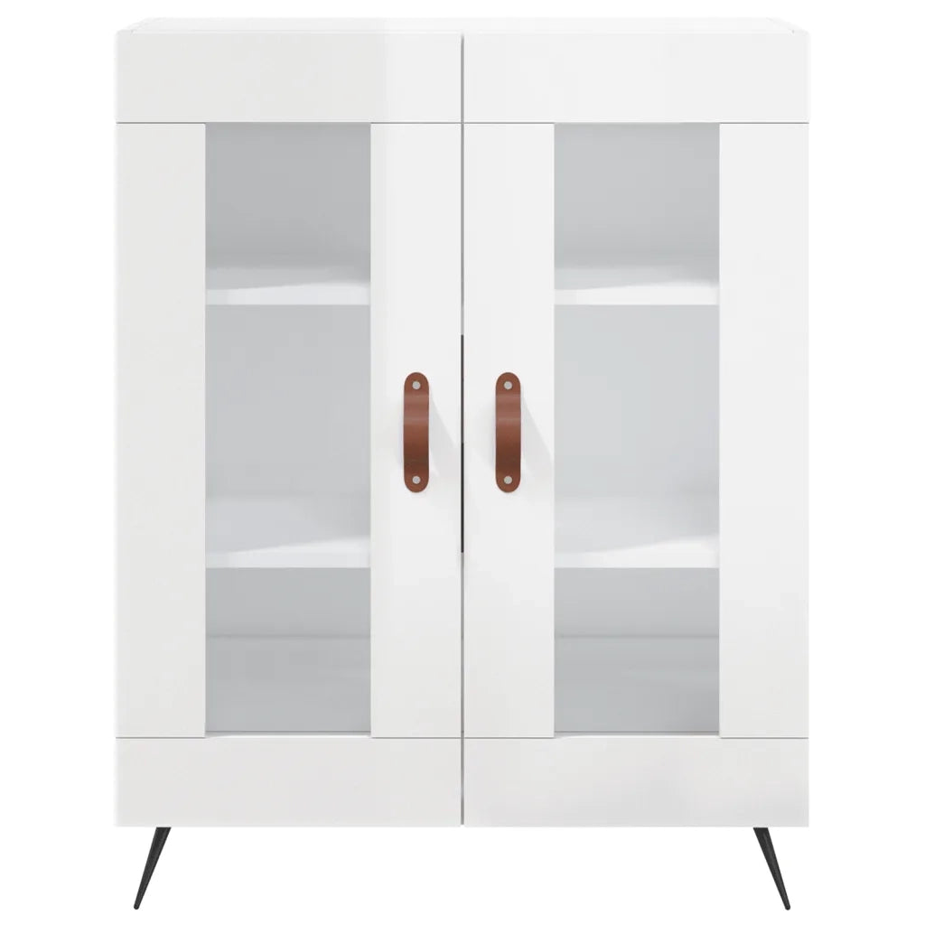 Credenza | Madia | Buffet da pranzo | Armadio da pranzo 69,5x34x90 cm in Legno Multistrato Bianco Lucido