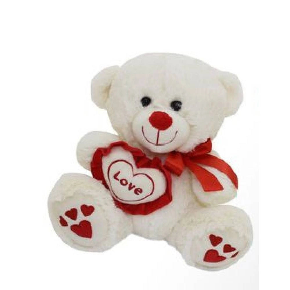 Trade Shop - Orso Con Cuore Love Fiocco 35cm Peluche Orsacchiotto San Valentino 2 Colori 67815 -