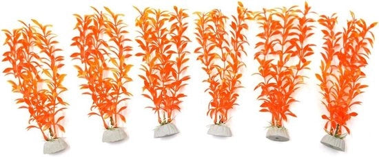 Decorazione per Acquario Orangione - 6 pezzi - Pianta di Gras - Dimensioni 4.5x2.5x19.5cm