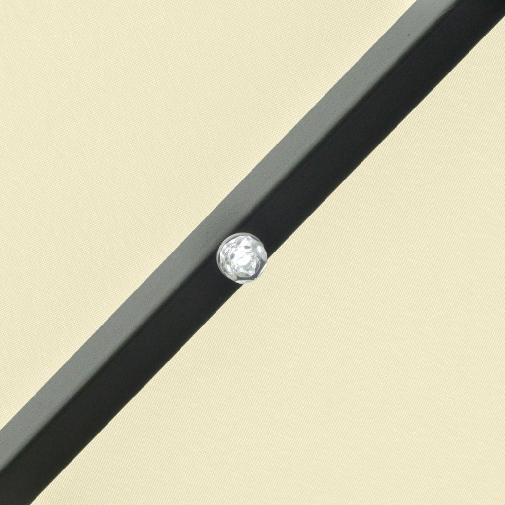 Ombrellone da Giardino Inclinabile Ø265 cm con 32 Luci LED Solari e Manovella Beige