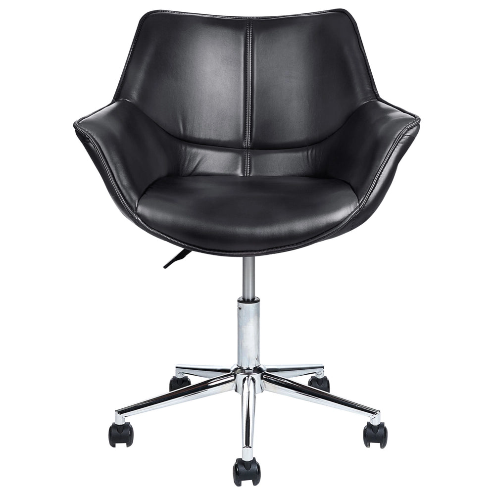 Sedia da ufficio in ecopelle nero girevole altezza regolabile stile moderno home office