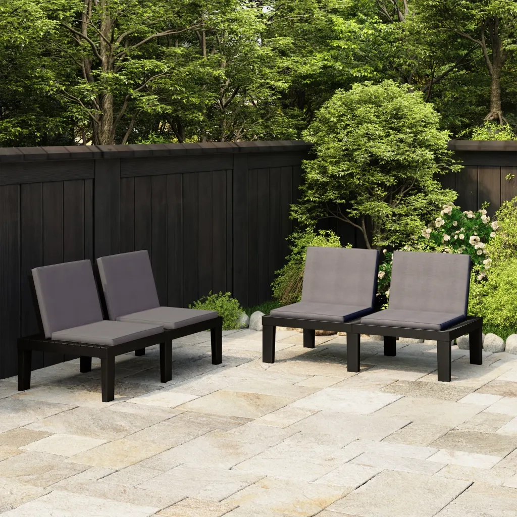 Panchine da Giardino | Panca da Giardino con Cuscini 2 pz in Plastica Grigio