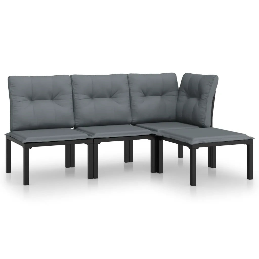 Set Salotto da Giardino 4 pz Nero e Grigio in Polyrattancod mxl 100685