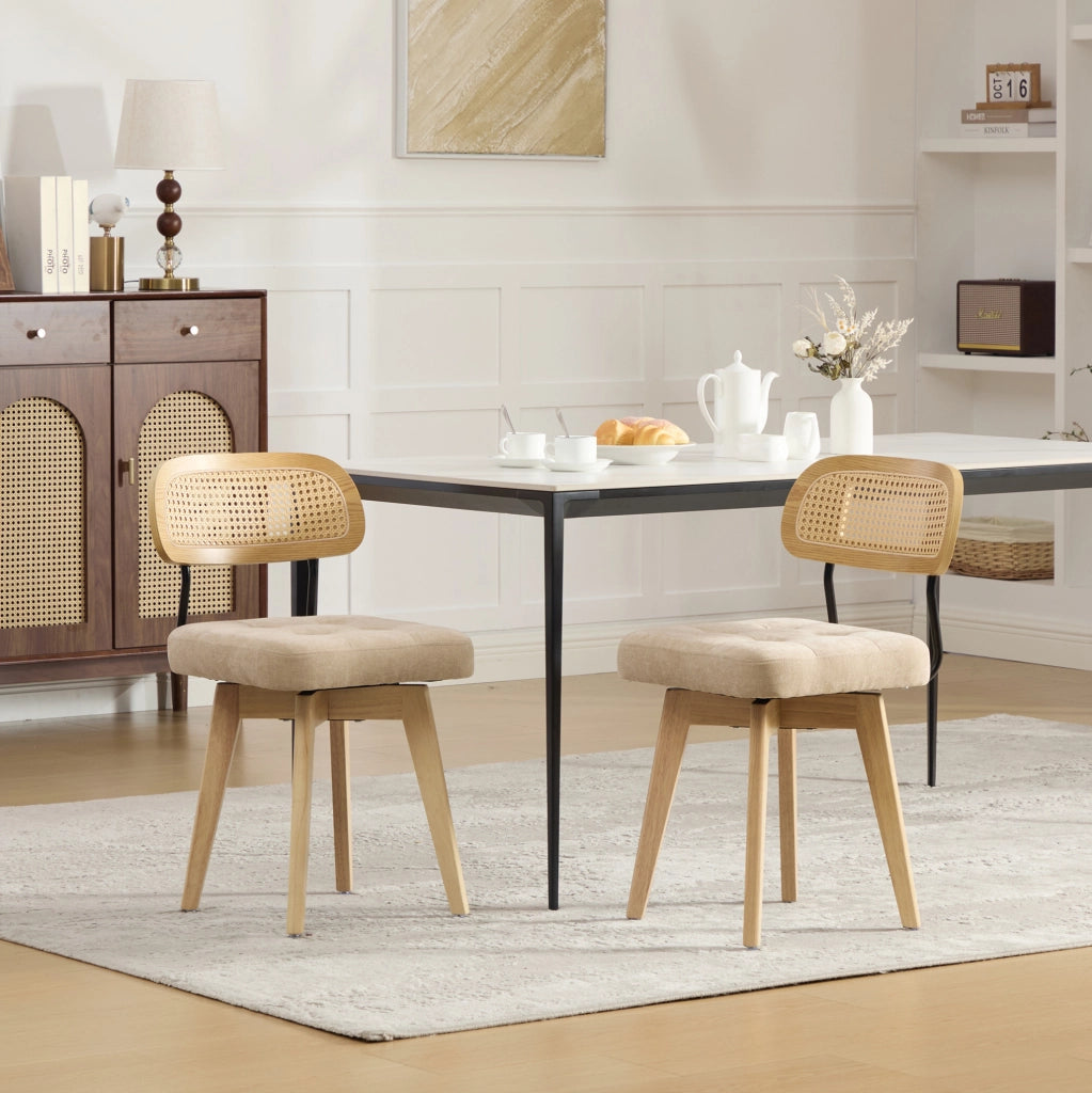 SEDIA Girevole 360° 43x50x77 cm in Chenille Khaki