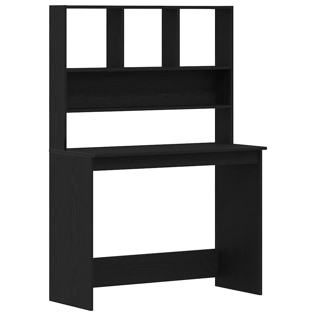 Scrivania | Tavolo da Ufficio con Mensole Rovere Nero 102x45x148 cm in Truciolato