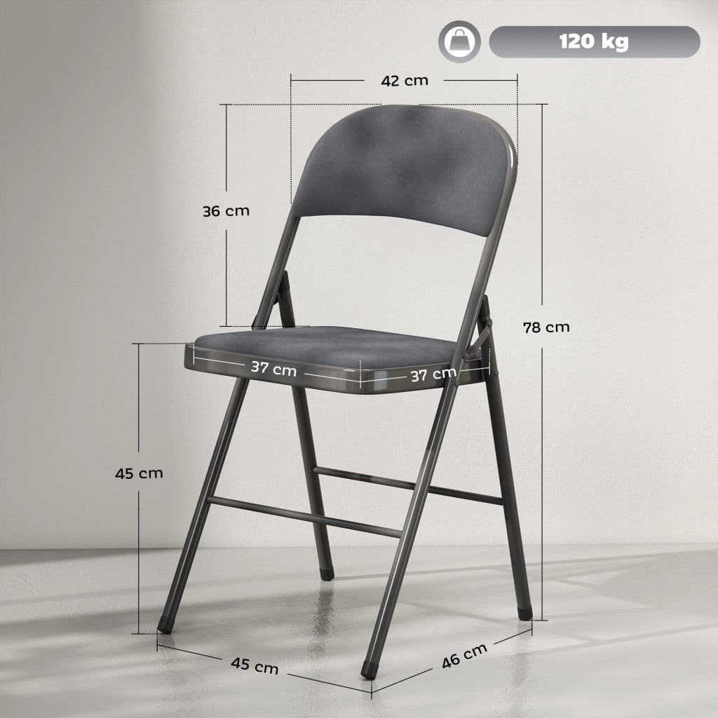 Sedia Pieghevole Imbottita in Velluto ¨C Zephmum ¨C Grigio Scuro