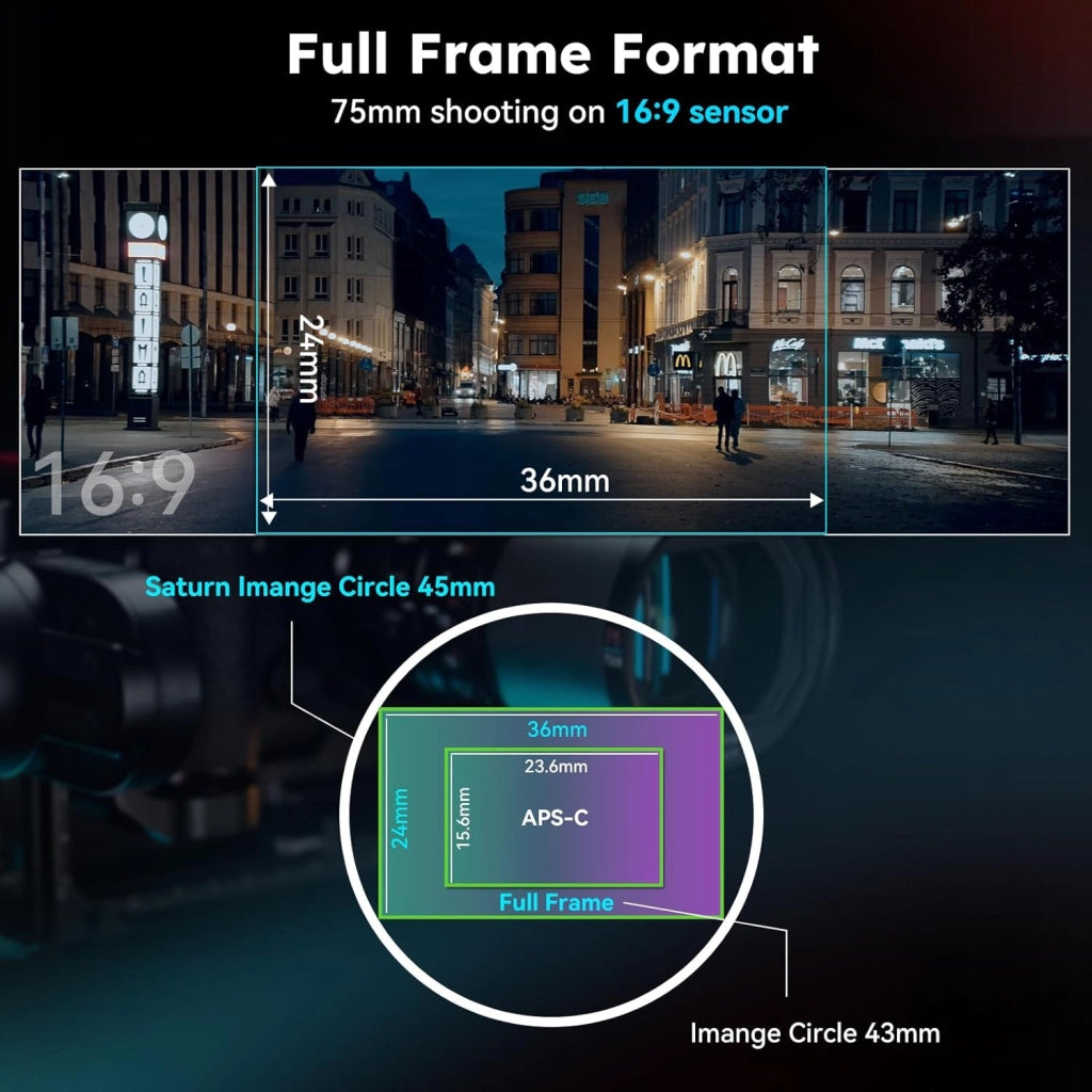 Saturn 75mm T2.9 1.6X Full Frame carbonio fibra Anamorphic Lens, cine cinema obiettivo obiettivi lens lenti lente più leggero di 500g (Nature Flares, L Mount)