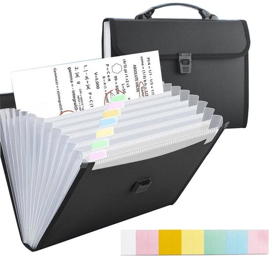 Documentario A4 con maniglia – 13 cassette di cartone con cassette – organizzatore di documenti per casa, ufficio, scuola