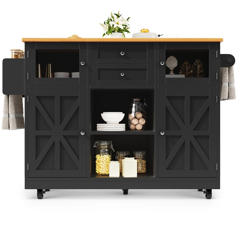 Isola cucina - Xylo - porte 3D scaffali regolabili nero