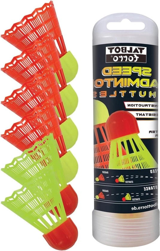 Set di palline da badminton 6 pezzi - veloci giocatori lenti principianti - giavellotto aereodinamico ottimizzato - supporto da tavolo rotante riutilizzabile 490182 Rete da badminton