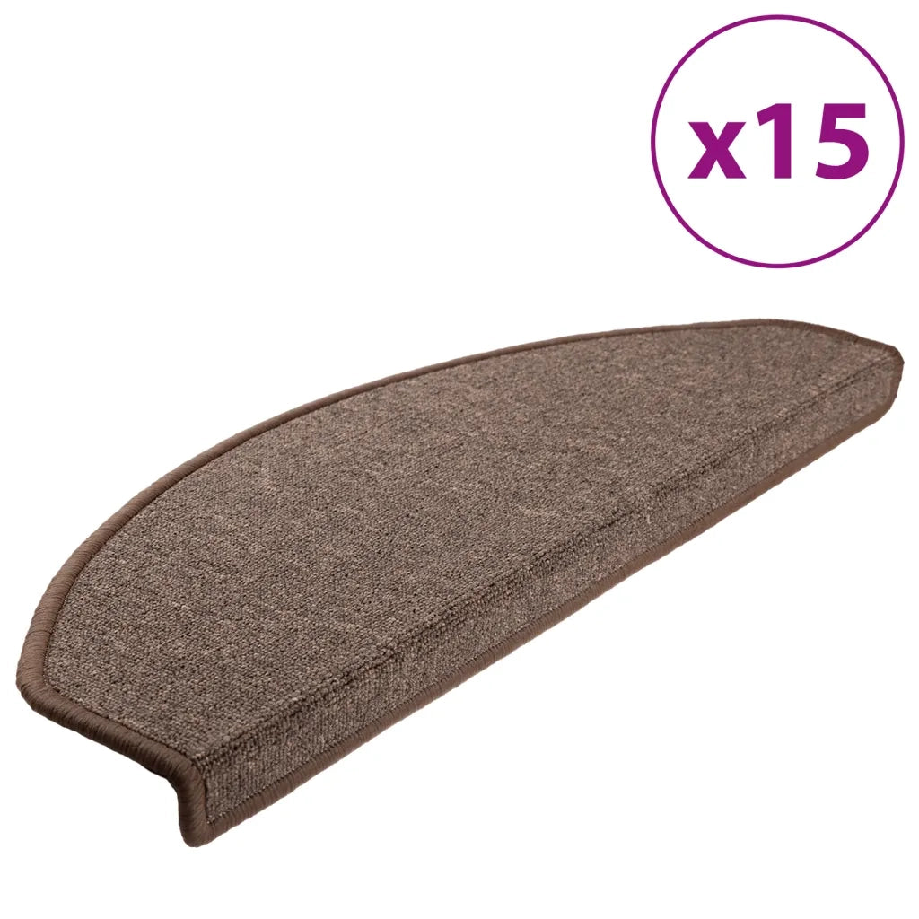 Tappetini per scale 15 pz 65x24x4 cm Marrone caffè Semicircolari Grandi 133888