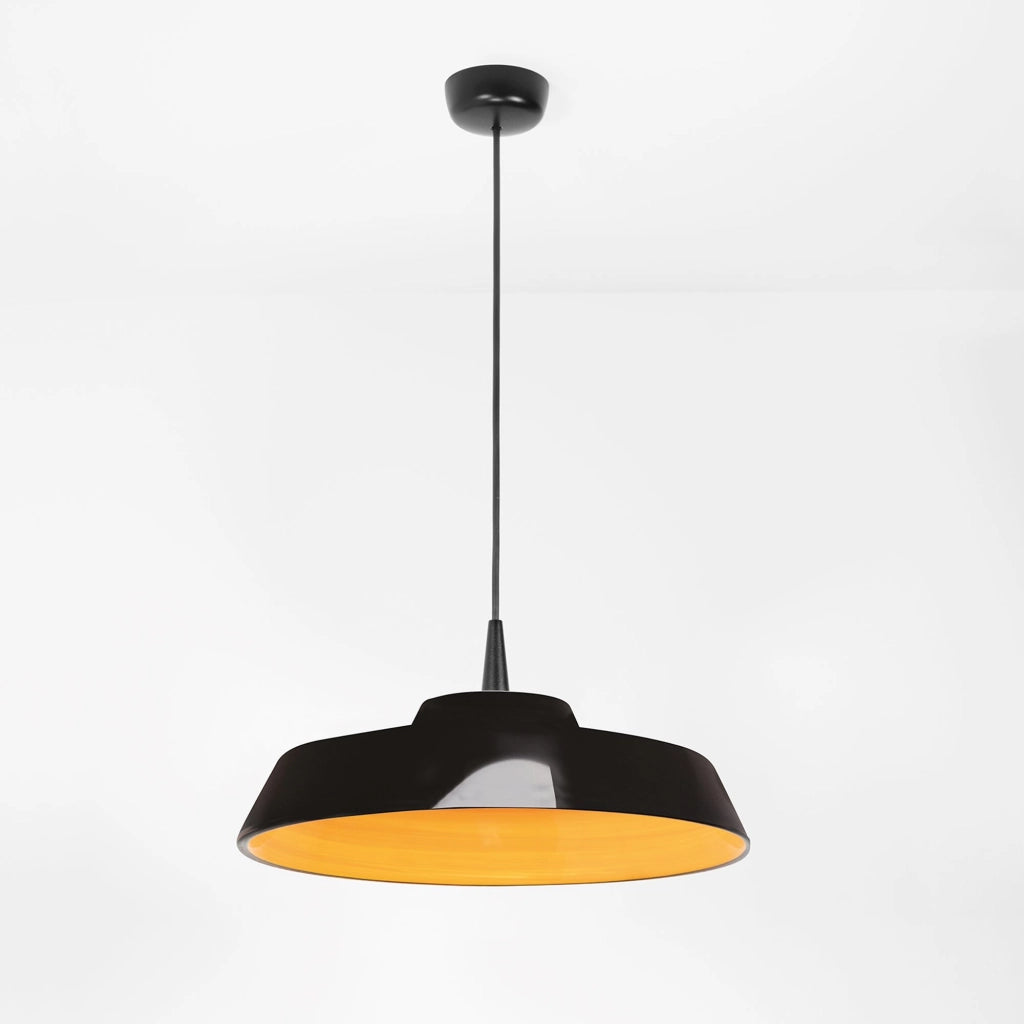 Circus Black Lampada a sospensione LED 8W 3000K Ceramica giallo oro, diffusore Ø 35 cm, design artigianale Made in Italy, cavo 300 cm, IP40