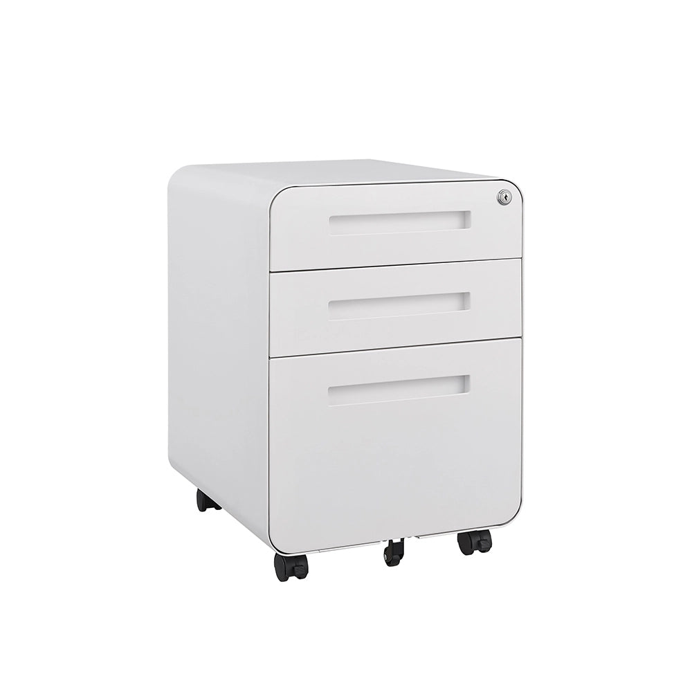 Armoire a dossiers mobile - Xylo - 3 cassetti 5 ruote - Bianco resistente umidita