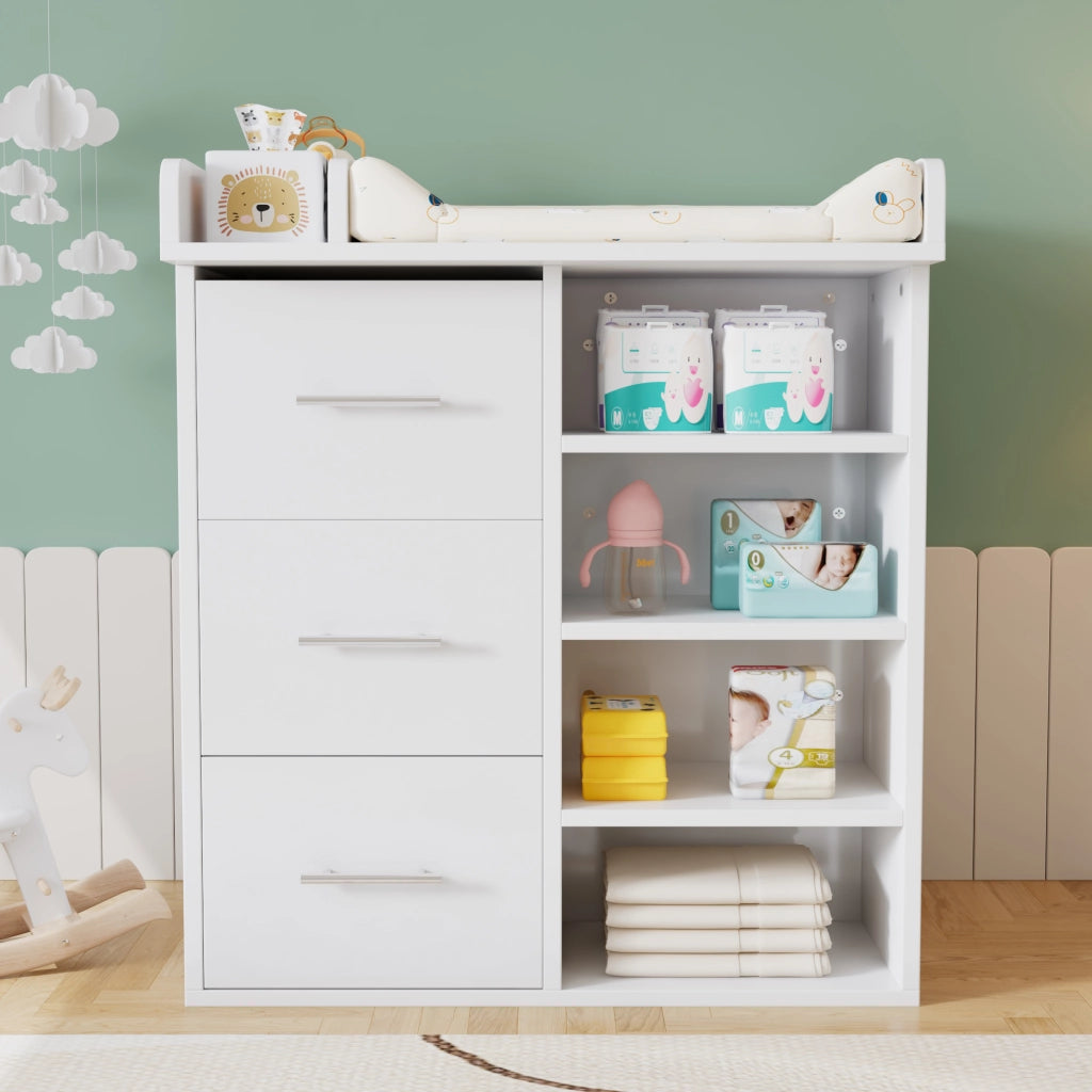 Fasciatoio Bianco con 3 Cassetti e Ripiani ¨C MINIMAL ¨C Bianco